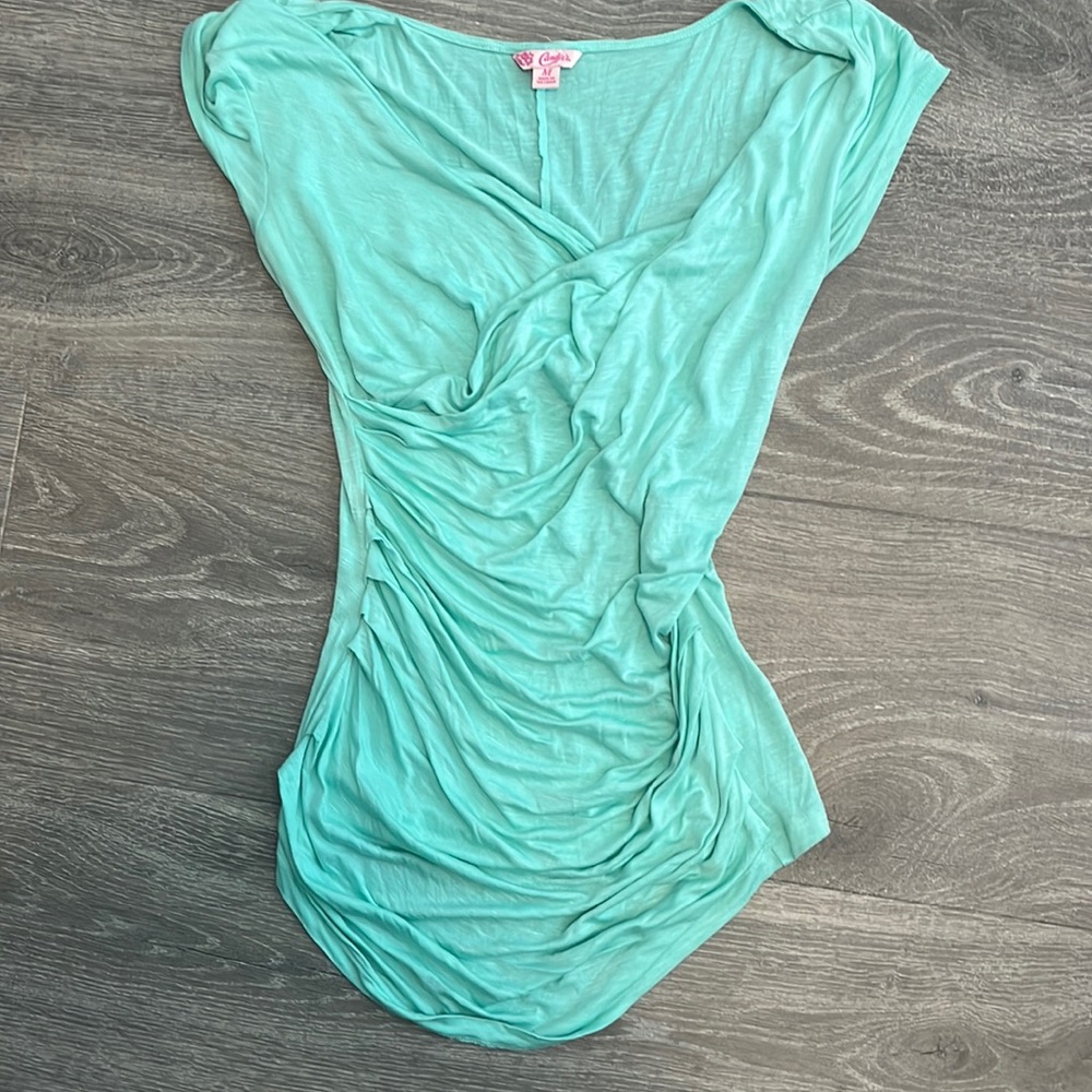 Candies mint color drape neck cap sleeve top
